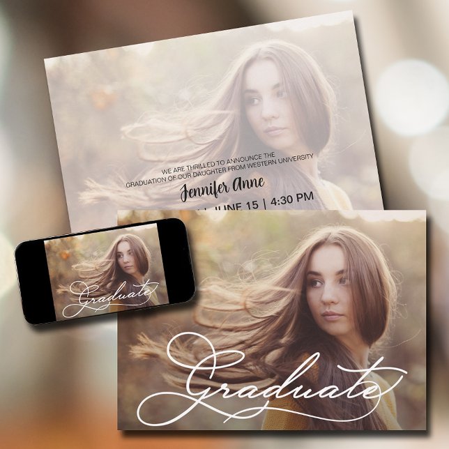 Anúncio Graduação de Foto de Script Moderno (Criador carregado)