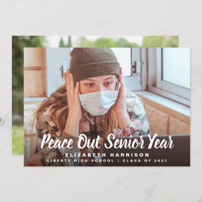 Anúncio Graduação de Foto do Ano de Mais velho do Peace Ou (Frente/Verso)