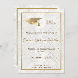 Anúncio Graduação de Foto do Boné Dourado Elegante