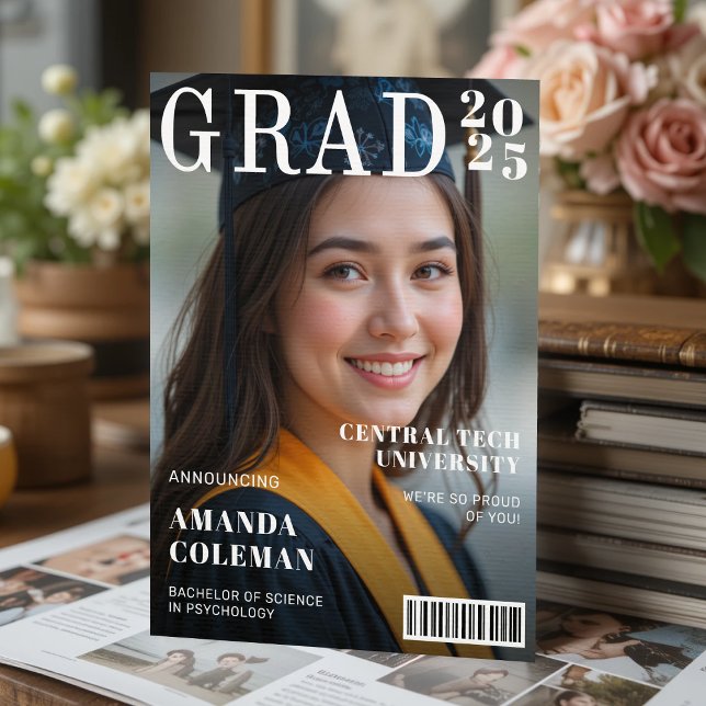 Anúncio Graduação de Foto do Cobrir da Revista (Magazine Cover Photo Graduation Announcement
)