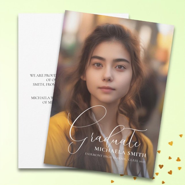 Anúncio Graduação de Foto do Formando de Script Elegante (Criador carregado)