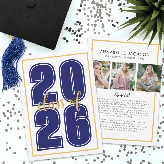 Anúncio Graduação de Foto do Formando de Script Simples Cl (Classic Simple Script Graduate Photo Graduation )