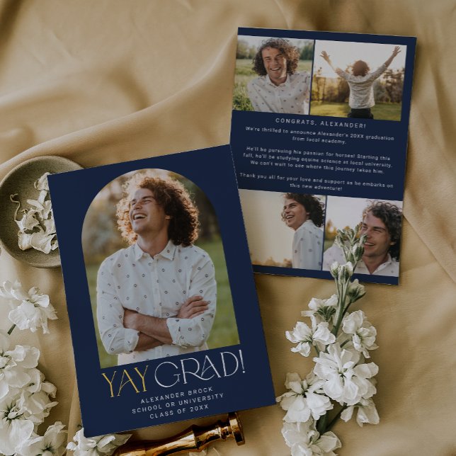 Anúncio Graduação de Foto do Formando Dourado de Fete Mode (Criador carregado)