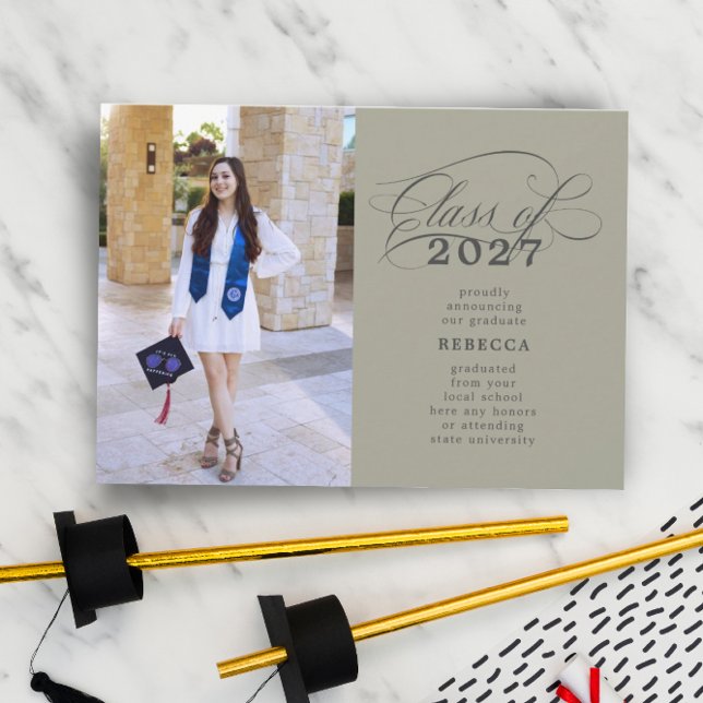 Anúncio Graduação de Foto do Sage Verde do Script Clássico (Criador carregado)