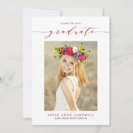 Anúncio Graduação de Foto do Script Whimsical Vermelho 202