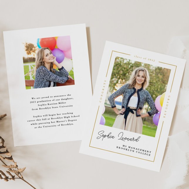 Anúncio Graduação de Foto Dourada de Frame de Classe de Fo (Criador carregado)