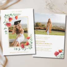 Graduação de Foto Elegante Poppy Watercolor Floral