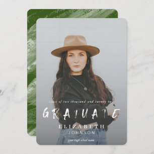 Anúncio Graduação de Foto em Brushstrokes Abstrato Verde