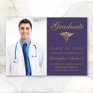 Anúncio Graduação de Foto em Caduco Dourado Roxo Médico