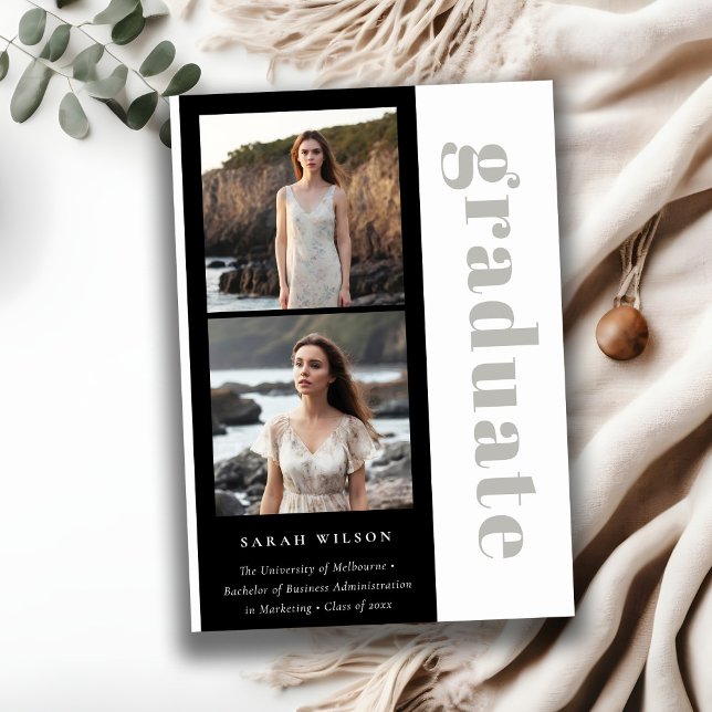 Anúncio Graduação de Foto em preto e branco simples 2 (Criador carregado)