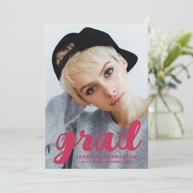 Anúncio Graduação de Foto Magenta Na moda moderna (Em pé/Frente)