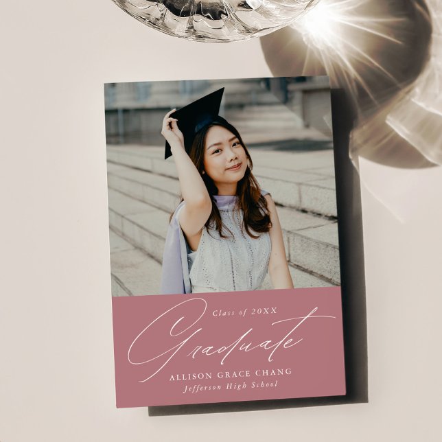 Anúncio Graduação de Foto Mínima e Elegante com Rosa Dusty (Criador carregado)