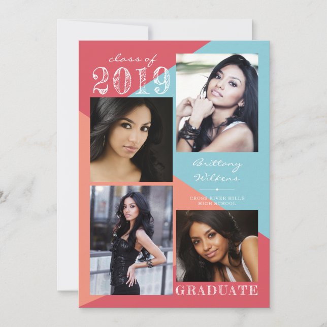 Anúncio Graduação de Foto Moderna Geométrica Coral Peach 4 (Frente)