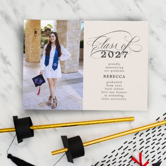 Anúncio Graduação de Foto Pêssego de Script Clássico (Criador carregado)