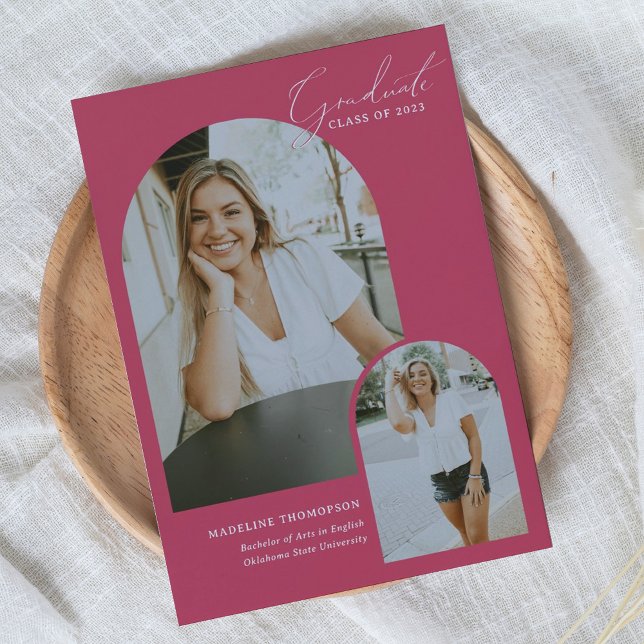 Anúncio Graduação de Foto por Arco Magenta com Script Whim (Criador carregado)