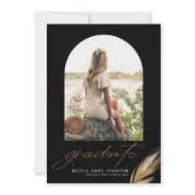 Graduação de Foto Preta com Folha Glitter Dourada 