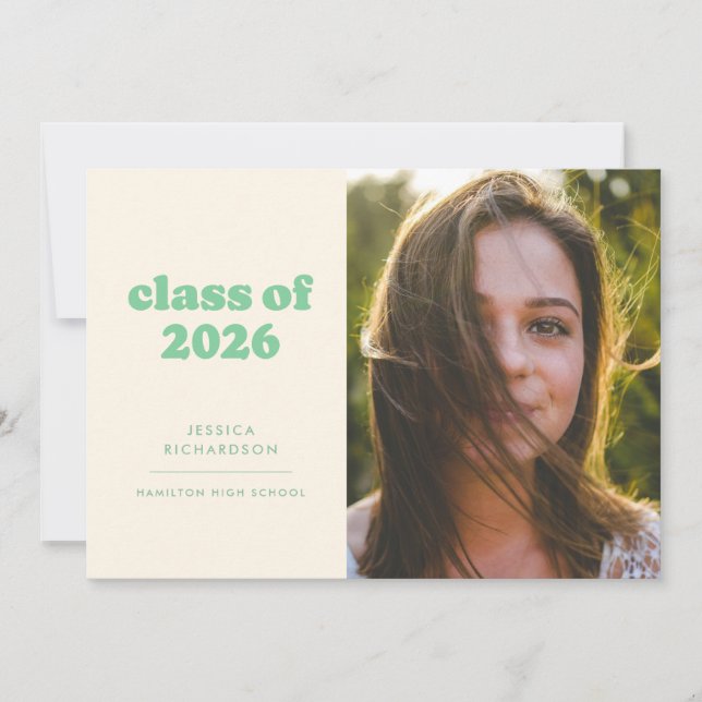 Anúncio Graduação de Foto Sage Retro Simplicity (Frente)