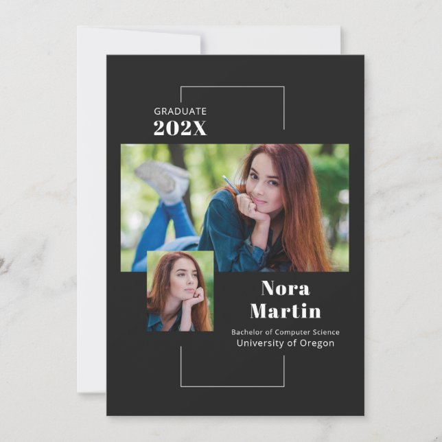 Anúncio Graduação de Foto Simples - Branco Preto (Frente)