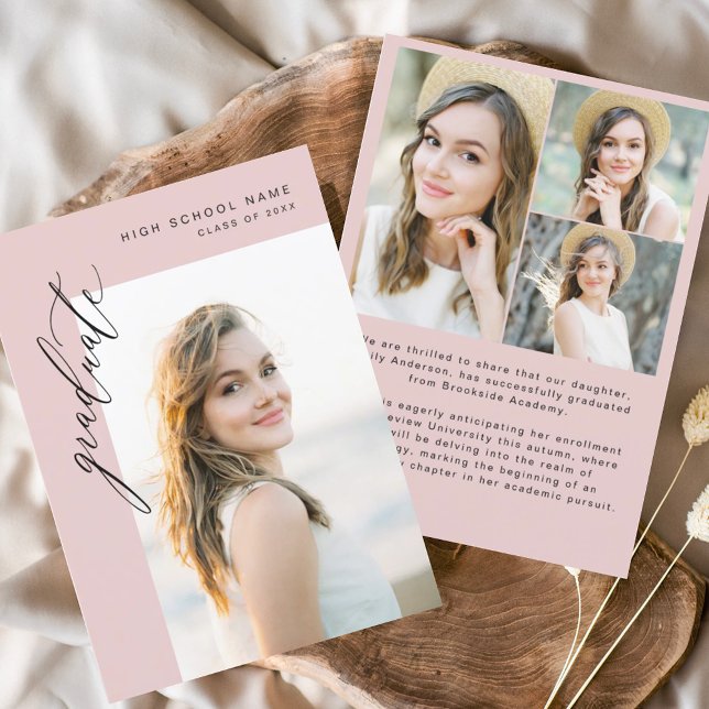 Anúncio Graduação de Foto Simples com Formando Rosa Modern (Criador carregado)