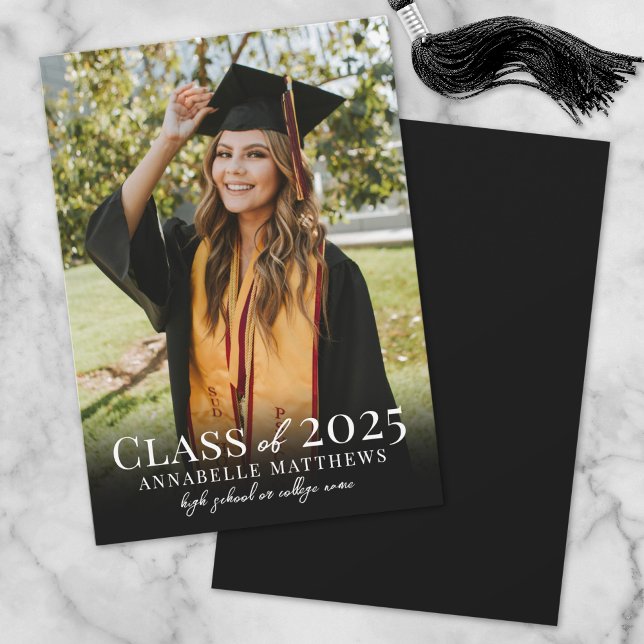 Anúncio Graduação de Foto Simples do Formando Elegante (Elegant Graduate Simple Photo Graduation Announcement)