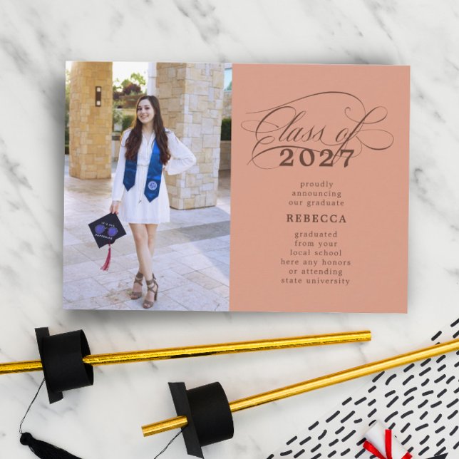 Anúncio Graduação de Foto Terracotta com Script Clássico (Criador carregado)