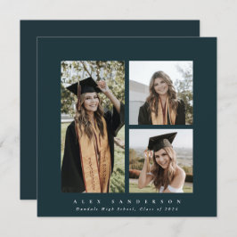 Anúncio Graduação de Foto Tripla com Quadro Verde Mínimo