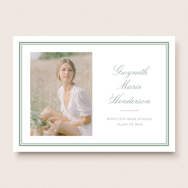 Anúncio Graduação de Foto Verde Clássica Elegance (Criador carregado)