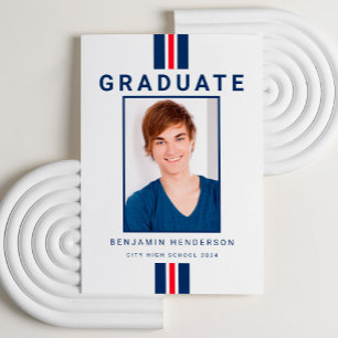 Anúncio Graduação de Foto Vermelho Azul Moderno