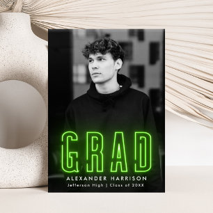 Anúncio Graduação de Foto Vertical Neon do Verde limão Mod