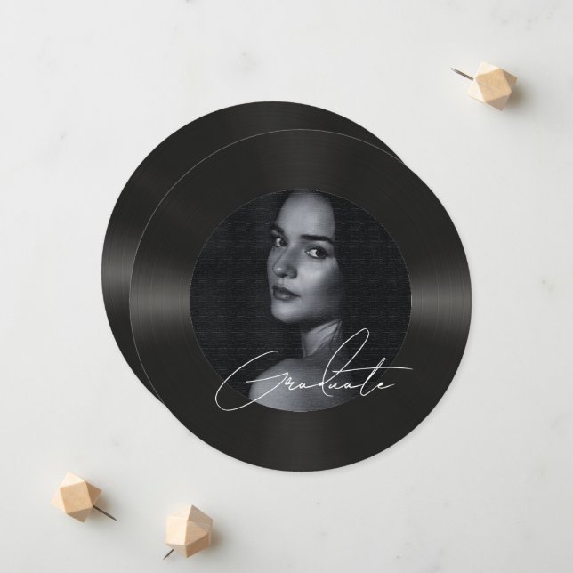 Anúncio Graduação de fotografia de registro de vinil retrô (Frente/Verso In Situ)