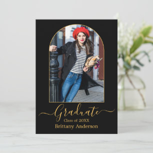 Anúncio Graduação de Fotografia Dourada por Caligrafia em