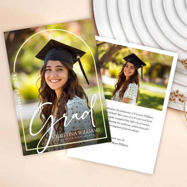 Anúncio Graduação de Fotografias com Script de Formando El (Trendy Elegant Graduate Script Photo Graduation Announcement)