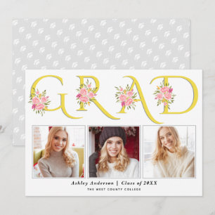 Anúncio Graduação de fotos de rosas rosa com tipografia 