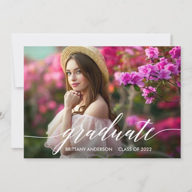 Anúncio Graduação de Fotos de Script de Caligrafia Moderna (Frente)