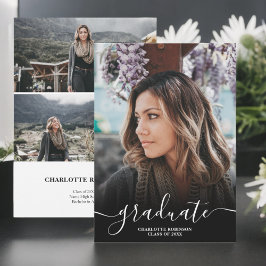 Anúncio Graduação de fotos de script de formando preto e b