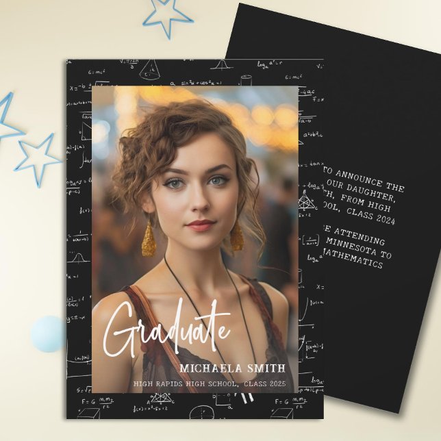 Anúncio Graduação de Fotos de Script de Matemática Moderna (Criador carregado)