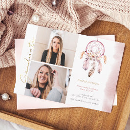 Anúncio Graduação de Fotos de Script Dourado Boho Dream Ca