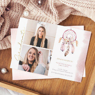 Anúncio Graduação de Fotos de Script Dourado Boho Dream Ca