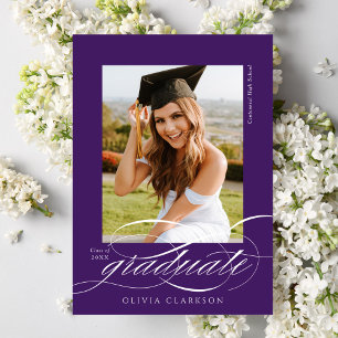 Anúncio Graduação de Fotos de Script Elegante Moderno Roxo