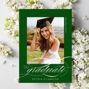 Anúncio Graduação de Fotos de Script Elegante Moderno Verd