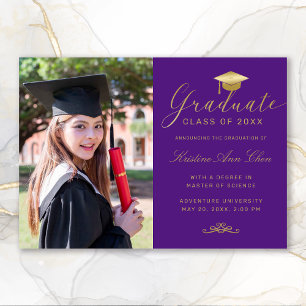 Anúncio Graduação de Fotos de Script Formal Dourado Elegan