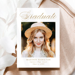 Anúncio Graduação de Fotos Elegante Dourada Calliografia