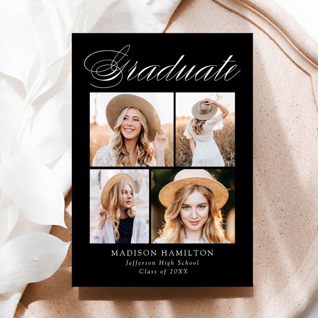 Anúncio Graduação de Fotos em Preto 4 para Caligrafia Eleg (Criador carregado)