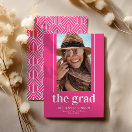 Anúncio Graduação de Fotos Moderna Geométrica Rosa Quente