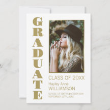 Graduação de Fotos Personalizada de Texto Dourado 