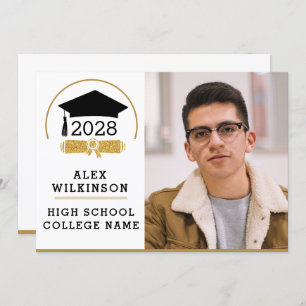 Anúncio Graduação de Fotos Simples do Boné de Script Moder