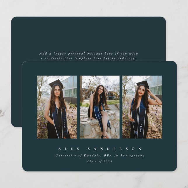 Anúncio Graduação de Fotos Simples Moderna Verde Escuro (Frente/Verso)