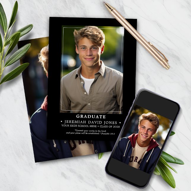 Anúncio Graduação de Fotos Simples, Preta e Branca (Criador carregado)