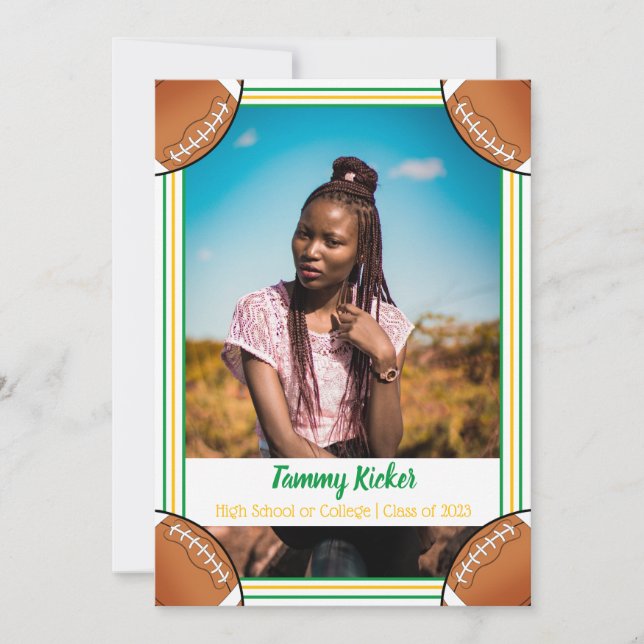 Anúncio Graduação de futebol verde e Dourada (Frente)