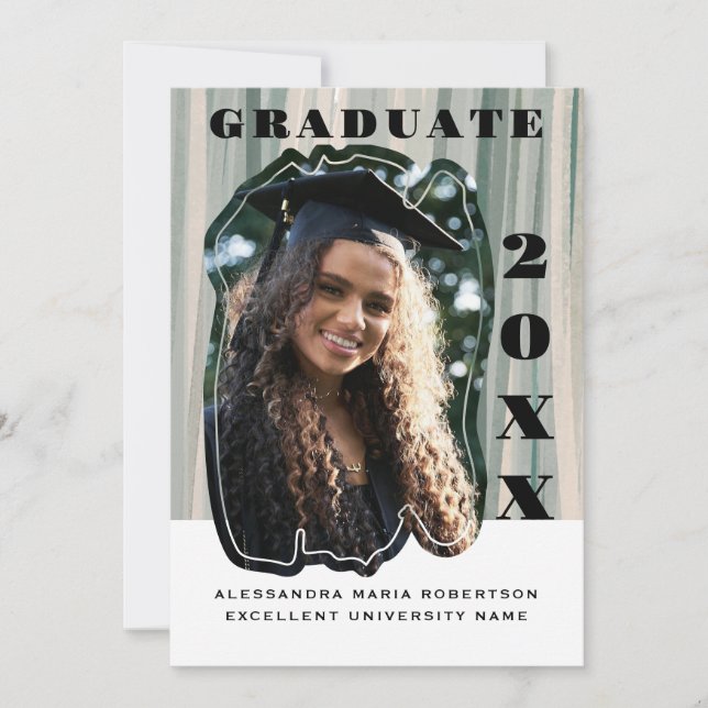 Anúncio Graduação de listras beges verdes com imagem única (Frente)